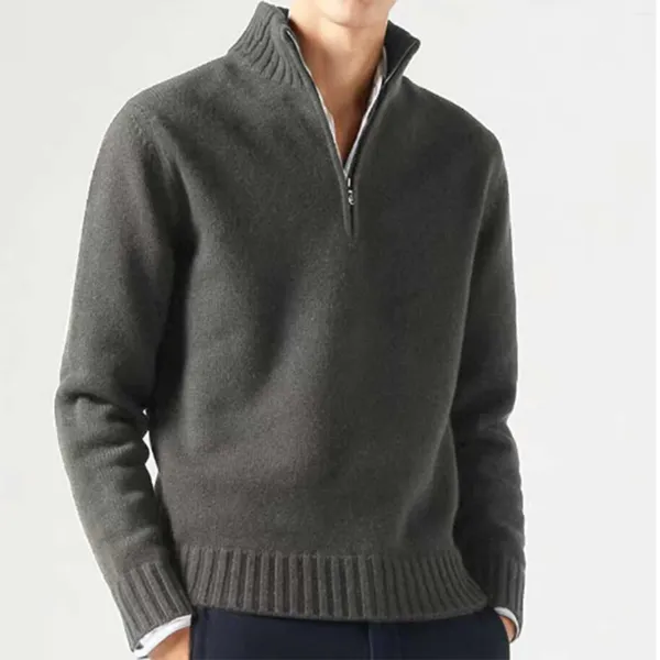 Camisolas masculinas meia zip manga longa camisola para masculino cor sólida lã quente malha casual simples inferior malhas outono inverno roupas
