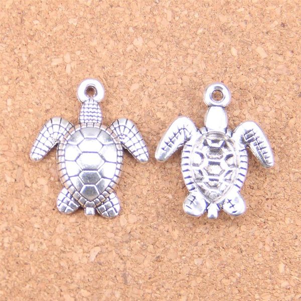 33 pièces Antique argent Bronze plaqué tortue tortue de mer pendentif à breloques collier à faire soi-même Bracelet résultats de Bracelet 26 23mm304E