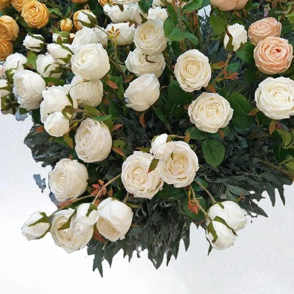 Flores decorativas requintadas planta de simulação de rosa tripla imperatriz para decoração de casamento deslumbrante