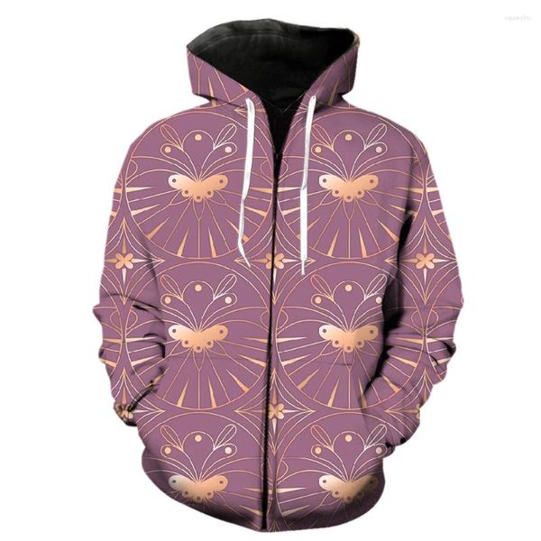 Erkek Hoodies Soyut Geometrik Desenler Fermuarı Hoodie Büyük Boyutlu Komik Üstler Moda Uzun Kollu 3D Baskı Sokak Giydirme 2023