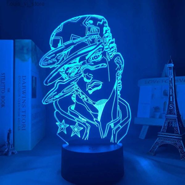 Ночные огни 3d лампа аниме JoJo Bizarre Adventure для декора спальни свет подарок на день рождения манга фигурка Джоджо светодиодный ночник Jotaro Kujo YQ231204
