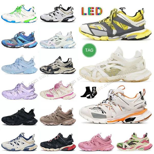 vintage beige led Track 3.0 Scarpe firmate Tracce Sneakers LED Nero Bianco Verde Trasparente Cristallo di azoto 17FW Scarpe da corsa Uomo Donna Scarpe da ginnastica da esterno