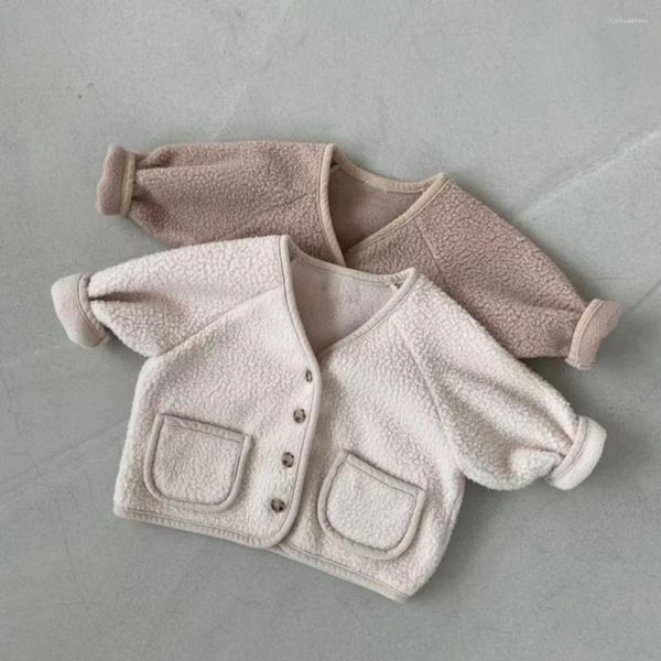 Casacos de bebê casaco 2023 outono e inverno macio quente menino jaqueta casual cardigan polar velo 0-3year menina