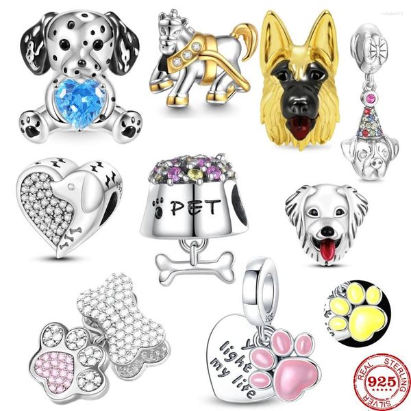 Pietre preziose sciolte Argento sterling 925 Simpatico animale domestico Cibo per cani Ciondolo con ciondolo a forma di cavallo Ciondola il tallone Misura il braccialetto originale Gingillo per le donne