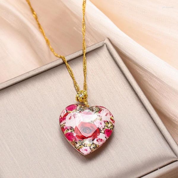 Anhänger Halsketten Böhmen Vintage Rote Liebe Herz Halskette Für Frauen Mädchen Mode Engagement Schmuck Charme Braut Hochzeit Party Geschenk