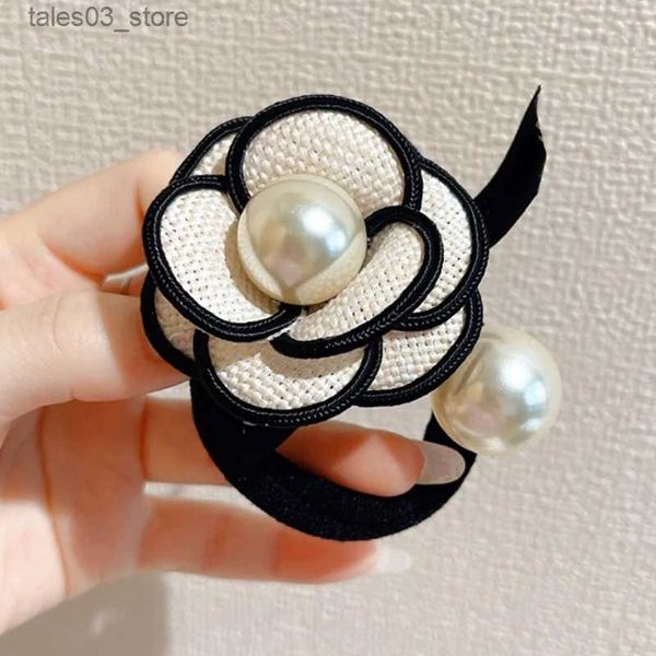 Kopfbedeckung Haarschmuck 2022 Retro Kamelie Haargummis Ring Eleganter Blumenkopf Seil Ball Elastisches Gummiband Kleid Frau Accessoires Q231204