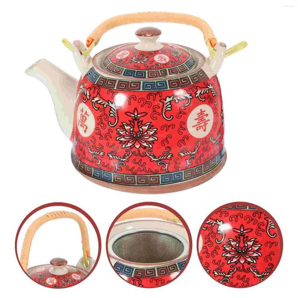 Conjuntos de louça Vintage Chaleira de Chá Estilo Chinês Bule de Cerâmica Porcelana de Água com Alça