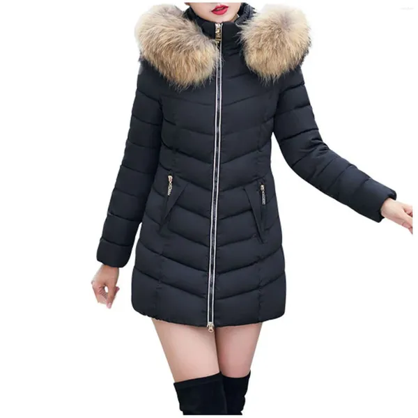 Jaquetas femininas Slim Mulheres Sobretudo Outono Inverno Sólido Casual Fuzzy Com Capuz Quente Jaqueta Coreana Moda Curta Acolchoada 5XL