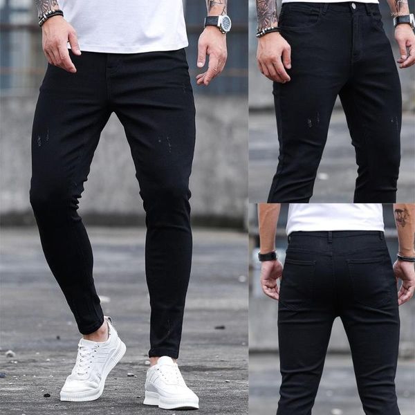 Pantaloni jeans casual da uomo con guaina elastica nera di qualità jeans da uomo