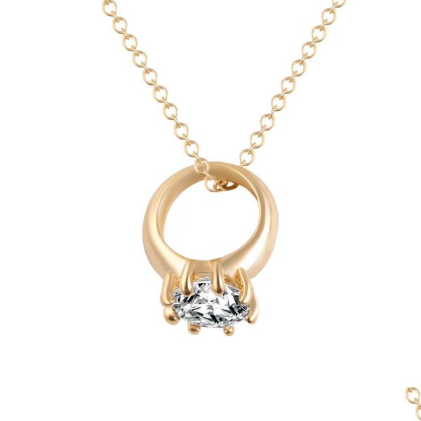 Anhänger-Halsketten Goldketten 18K Stellux Österreichische Kristalle mit Pavé-Anhänger-Halskette Drop Delivery Schmuck Halsketten Anhänger Dhehd