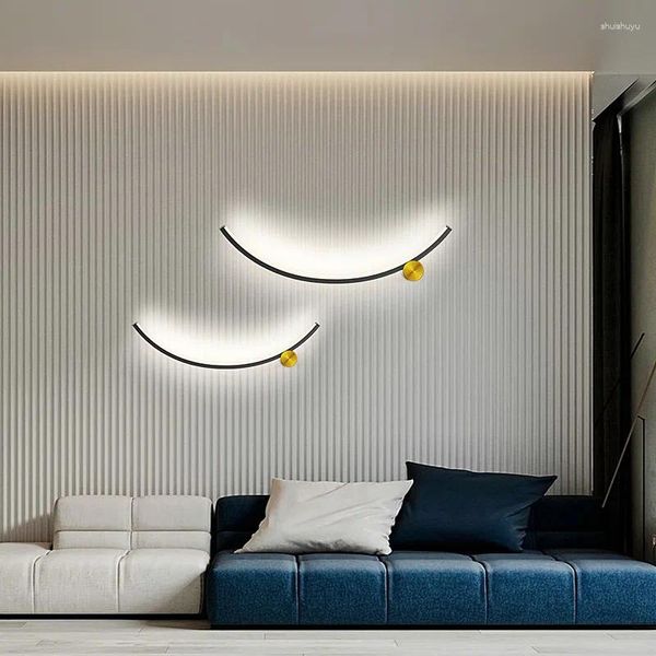 Duvar lambası Modern LED STRITE LAMBLER Yatak Odası Çalışma Oturma Odası Balkon Başucu Işıkları Ev Dekor Beyaz Siyah Demir Hat Basit Armatürler