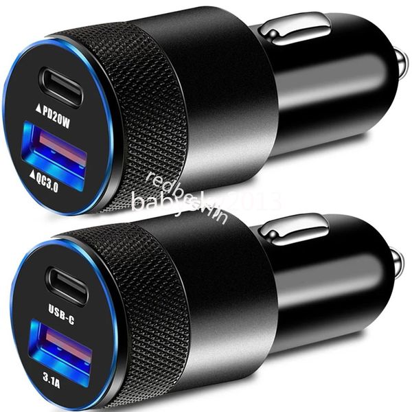 38W 15W Liga de alta velocidade Portas duplas PD USB C Carregador de carro Adaptadores de alimentação automática para Ipad 2 3 4 Iphone 11 12 13 14 15 plus Samsung Xiaomi Huawei Android B1