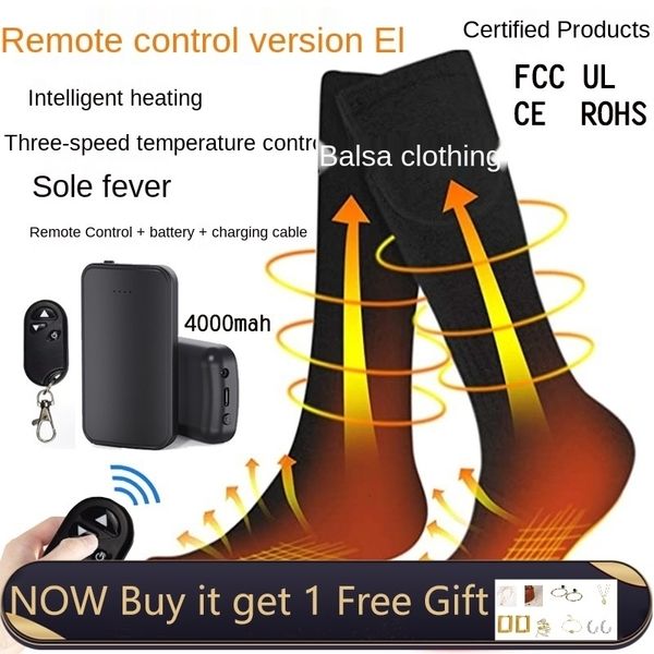 Meias esportivas 3.7V Unisex Controle Remoto Elétrico Aquecido Bota Pés Mais Quente USB Bateria Recarregável Inverno Ao Ar Livre Acampamento 231204