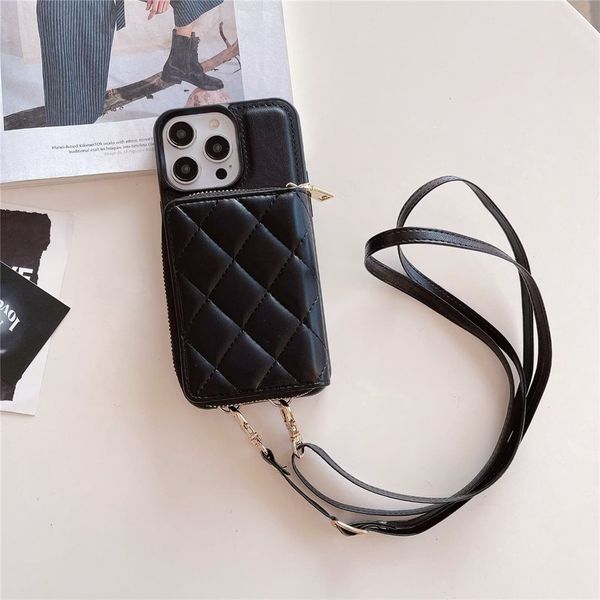 Designer C Crossbody Card Wallet Phone Cases para iPhone 15 14 13 12 11 Pro Max Hi Quality Bolsa 18 17 16 15Pro 14Pro 13Pro 12Pro 11Pro Capa de couro de luxo