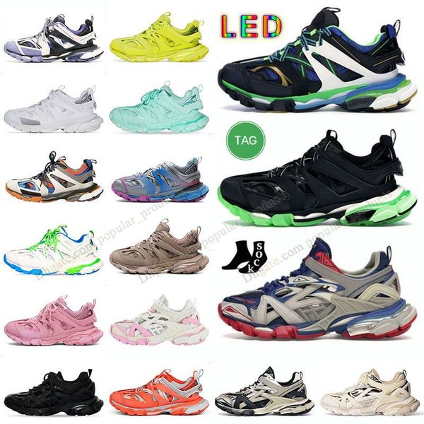 Balencaga Designer Lüks Kadınlar Erkek Günlük Ayakkabı Track 3 3.0 LED Spor Sneaker Lighted Gomma Deri Eğitmeni Naylon Baskılı Platform Spor Sabahları Gece Sürümü Ucuz Sabahçular