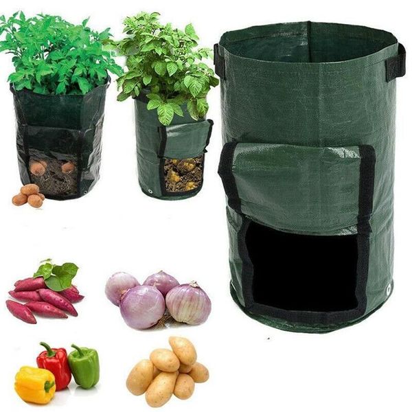 Plantadores potes 2 pçs planta crescer sacos casa jardim pote de batata estufa vegetal crescente hidratante saco vertical plântula2313