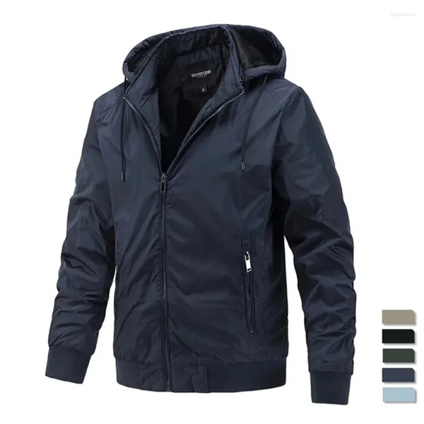 Jaquetas masculinas marca quente emendado parka homens casual jaqueta com zíper e blusão com capuz casacos à prova de vento moda gola esporte wear