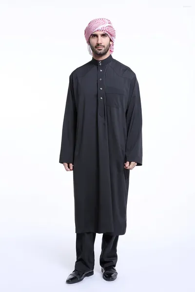 Ethnische Kleidung Eid-Kaftan für Männer, saudisches muslimisches Kleid, 2-teiliges Abaya-Hosen-Set, Thoub Thobe, formeller Dishdasha, Jubah-Kaftan, islamischer Naher Osten