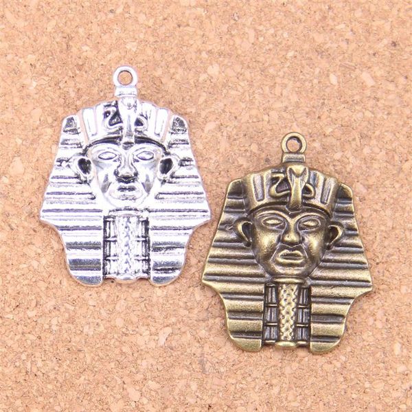 20 pçs antigo prata bronze banhado egípcio rei tut tutankhamen encantos pingente diy colar pulseira descobertas 36 28mm297w