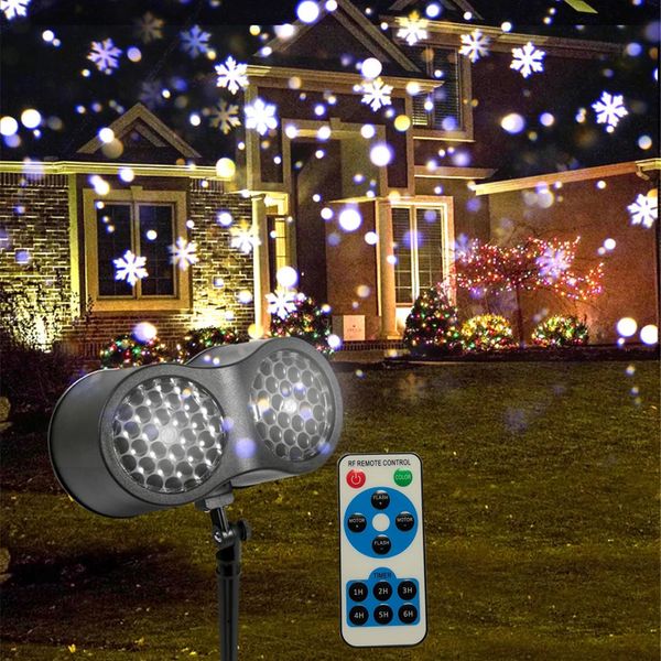 Gartendekorationen, Weihnachtsschneeflocken-Laserlampe, wasserdicht, AC 110 V ~ 240 V, Schneefall-Lichtprojektor für Garten, Feiertage, Jahr, Zuhause, Wanddekoration 231204