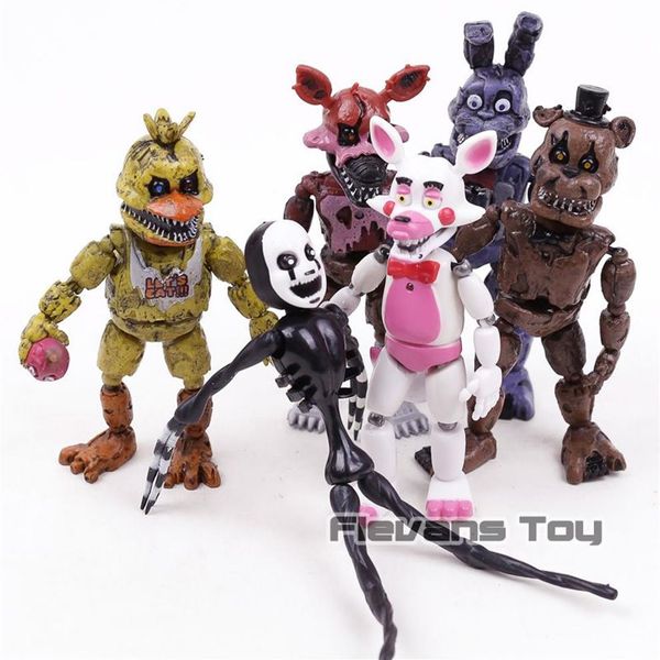 FNAF Freddy's Nightmare'de Beş Gece Freddy Chica Bonnie Funtime Foxy PVC Aksiyon Figürleri Oyuncaklar 6pcs Set C19041501265T