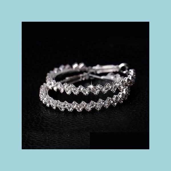 Brincos de argola huggie para mulheres moda jóias diamante brinco casamento/noivado gota redonda pendurado 925 prata esterlina grande entrega dhpdi