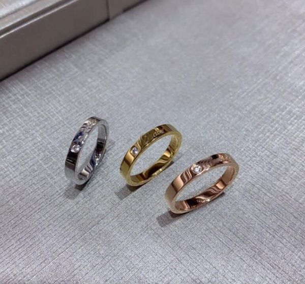 3mm 4mm 5mm Banda Anéis de Amor Designer Jóias Rosa Ouro Prata Titânio Aço Diamante Selo Moda Rua Casual Casal Clássico Anel de Designer para Mulheres Mens Amante