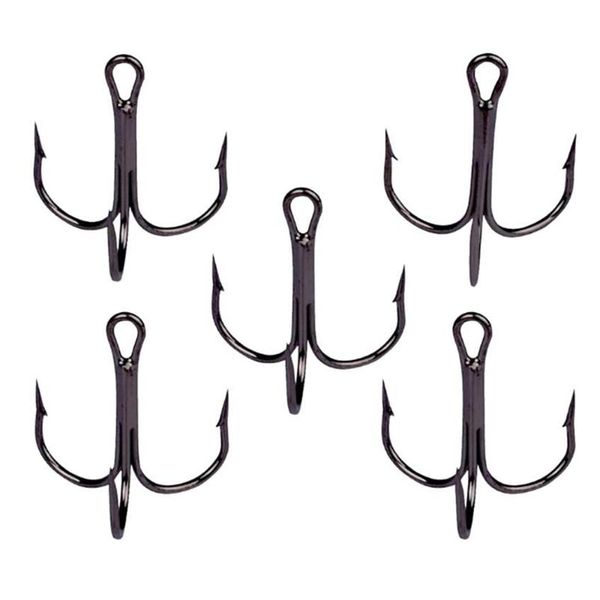 Ganchos de pesca 50 peças 2 #4 6 8 10 gancho preto de aço de alto carbono triplo equipamento invertido curva redonda para bass206s