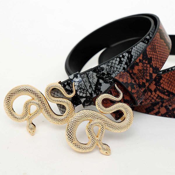 Cintos Instagram Cool Python Skin Pattern Sexy Spicy Girl PU Couro Swag Earth Cool Jeans Belt Girl