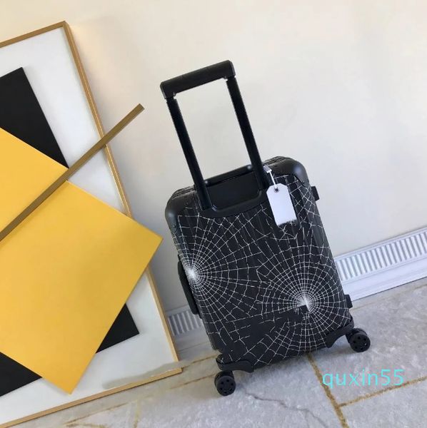 Роскошные дизайнерские зеркальные качественные чемоданы на колесиках Spinner для путешествий для мужчин и женщин, чемодан на колесиках, черная сумка для багажника с тиснением