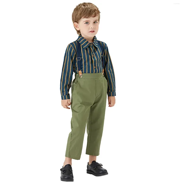 Conjuntos de roupas bebê formal cavalheiro ternos inglaterra xadrez camiseta calças calças batizado roupas para meninos roupas clássicas