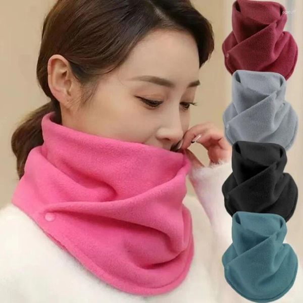 Lenços coreano moda inverno velo pescoço cachecol mulheres homens engrossar manga quente cor sólida pelúcia dupla camada neckerchief