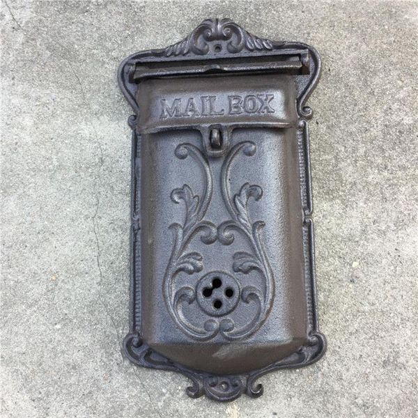 Caixa de correio de metal para casa, ferro fundido, caixa de correio, montagem na parede, apartamento, decoração de jardim ao ar livre, ornamentos vintage, ferro fundido le317u