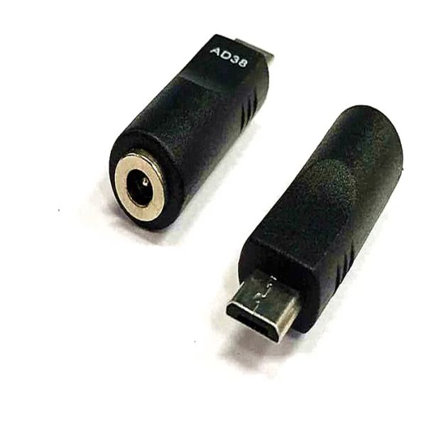 Micro USB Macho DC 3.5x1.1mm Adaptador Fêmea Conversor Conector Jack Power AD38