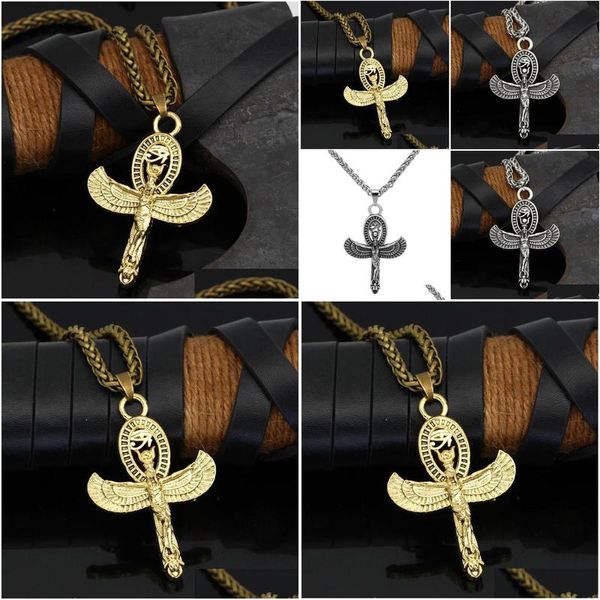 Collane con ciondolo Collane con ciondolo Vintage Antico Egitto Ala Dea Occhio di Horus Ankh Uni Trend Amet Drop Delivery Gioielli Neckl Dh0Kh