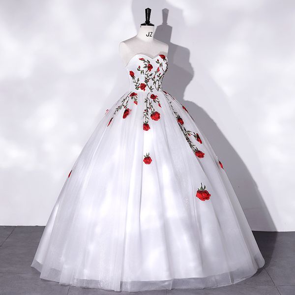 Abito da sposa con ricamo Abito da sposa Elegante scollo a cuore Con lacci sul retro Abiti da sposa Grazioso abito da sposa Abiti da sposa