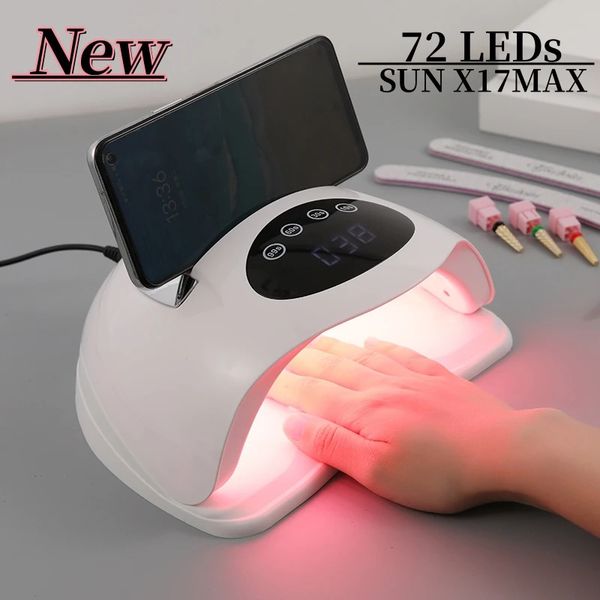 Secadores de unhas 320W UV LED Lâmpada para unhas 72LEDs Secagem rápida gel polonês com tela LCD Auto Sensor Manicure 231204