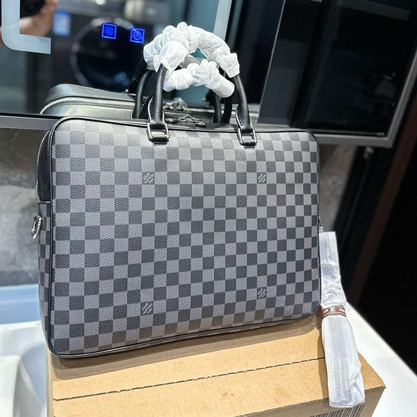 Высококачественный мужской портфель сумочка для ноутбука Классическая шахматная доска Съемный на плечевой ремешок нейлоновый материал.