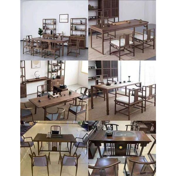 Combinazione di tavolo da tè e sedia in legno massello, tavolo da tè, mobili per sala da tè Zen