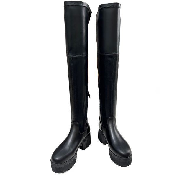 Plataforma de designer clima de pele de pele de carneiro para clima frio WILL MULHERLO BLATE LONO BOOT SAPATOS 35-41