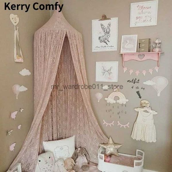 Krippe Netting Elegante Spitze Kinder Bett Baldachin Netting Vorhang Runde Kuppel Moskitonetz Bettwäsche Baby Moskito Net Baldachin Bett Vorhänge rom Decor Q231205