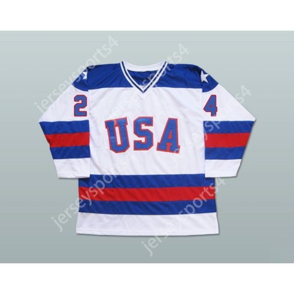 Maßgeschneidertes ROB MCCLANAHAN 1980 MIRACLE ON ICE TEAM USA 24 HOCKEY TRIKOT, NEU, oben genäht, S-6XL