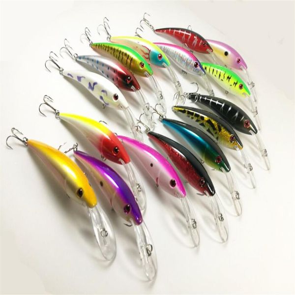 Intero lotto 16 esche da pesca esca da pesca esca Crankbait pesca rana attrezzatura pesciolini ganci spigola 15 6g 12cm2297