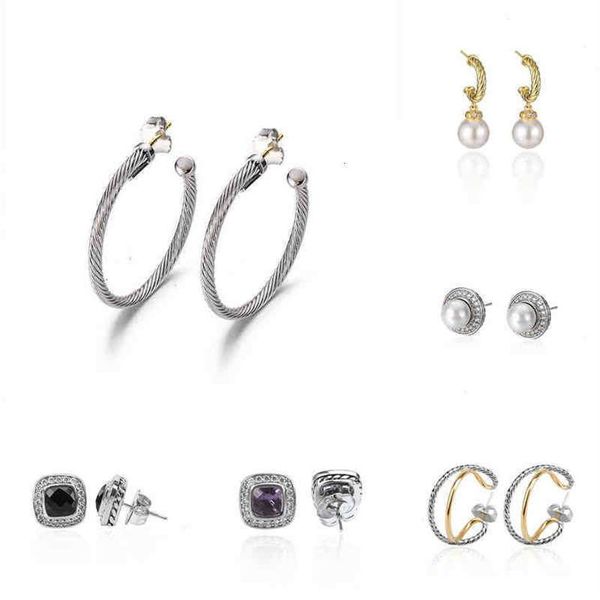 Brincos de ouro e pérola anel de orelha designer jóias das mulheres ed thread brinco feminino ouro branco prata moda versátil banhado n305i