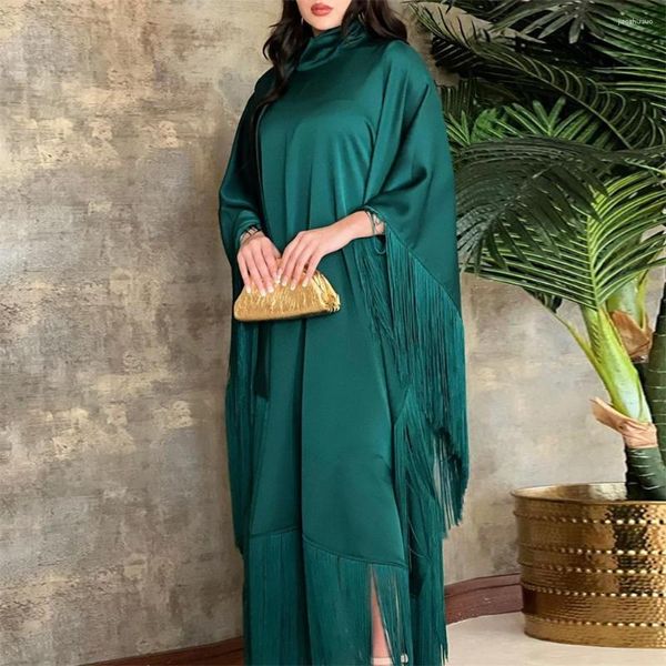 Roupas étnicas Moda Borla Abayas Mulheres Batwing Manga Solta Maxi Vestido Kaftan Dubai Vestido de Festa Islâmico Jalabiya Eid Caftan Africano