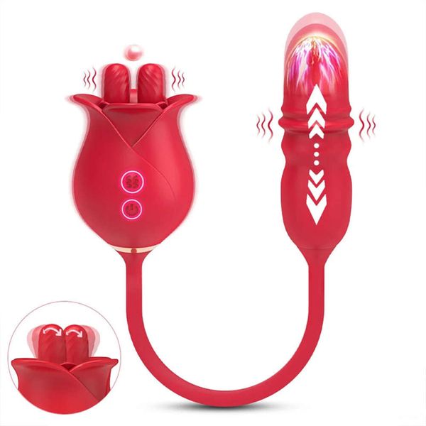 Секс-игрушка-массажер Роза-игрушка Вибратор для лизания языка для женщин Стимулятор клитора сосков Вибрирующее яйцо Товары для взрослых Игрушки для женщин