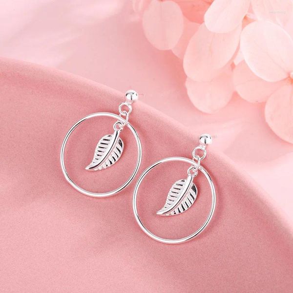 Rücken Ohrringe Trendy Silber Farbe Tropfen Blatt Kreis Ring Elegant Für Frauen Mädchen Geschenk Mode Schmuck Dropship Großhandel