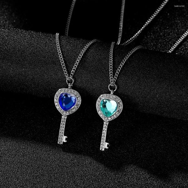 Anhänger Halsketten Personalisierte Artikel Schmuck Kreative Herz Schlüssel Urne Halskette Liebe Kristall Kette