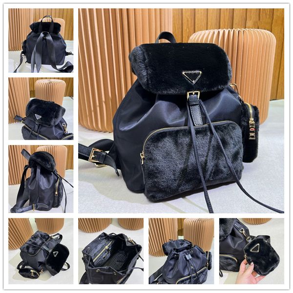 Plüsch-Rucksack Designer-Tasche Schultaschen Männer Frauen Designer-Rucksack Mode Nylon Patchwork Kaninchen Rucksack Doppelte Umhängetaschen Mode Lässige Tasche Schnelles Schiff