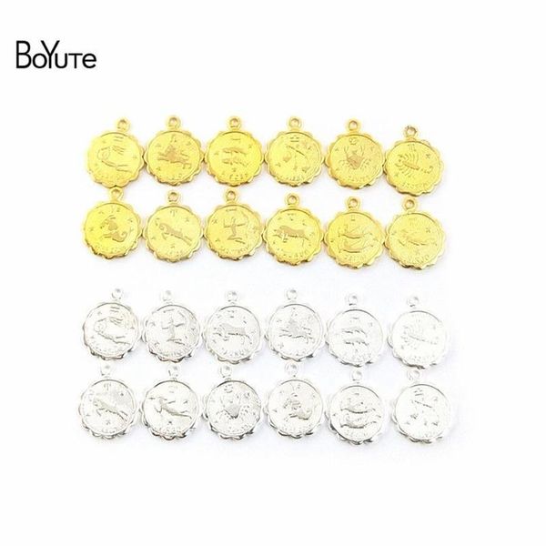 BoYuTe 12 Stuks Set 10 Sets Veel Metaal Messing Mix 12 MM Zodiac Charms voor Sieraden Maken DIY Handgemaakte Sieraden Accessoires Parts274K